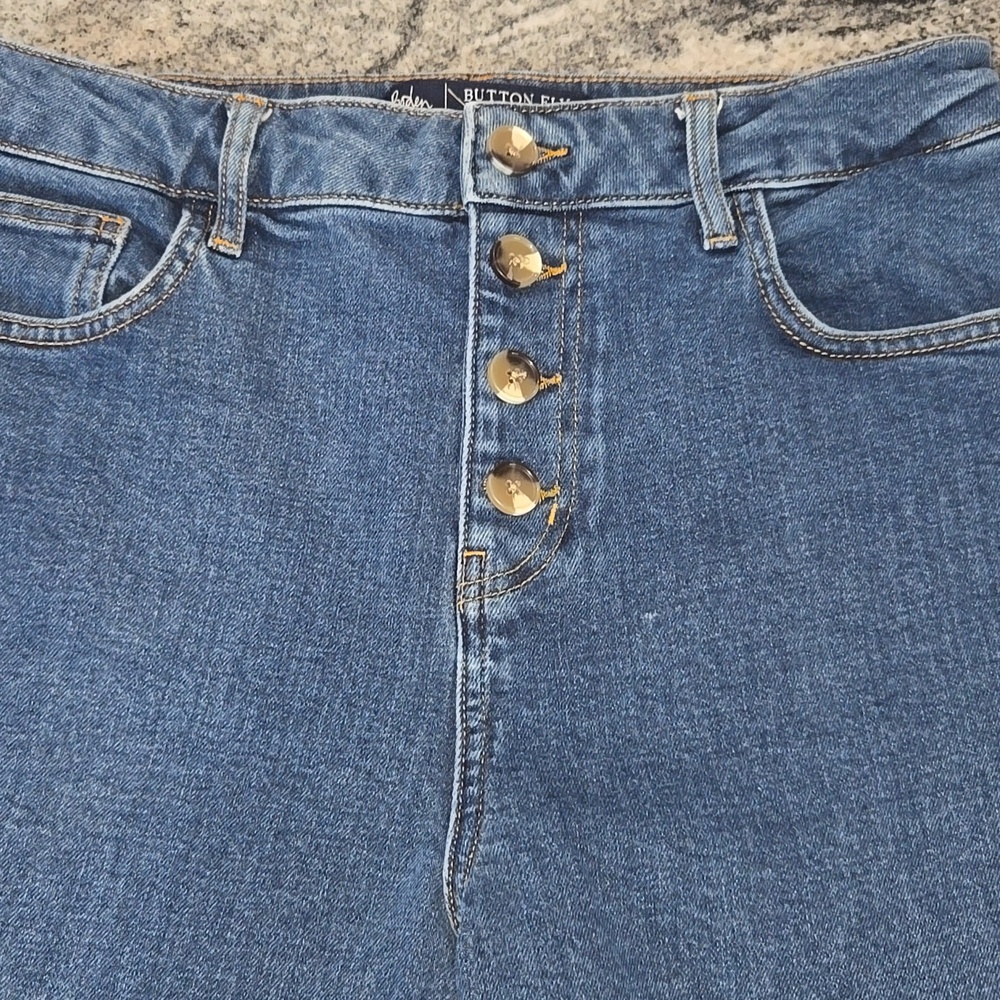 Boden Denim Women's Size 8 Exposed Button-Fly Wide Leg Cropped Denim Jeans